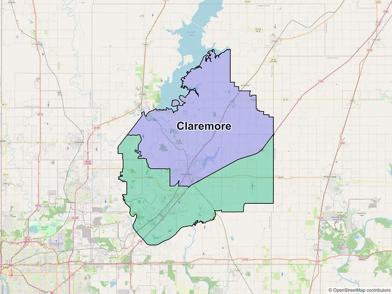 Map of Claremore, Oklahoma and ZIP codes