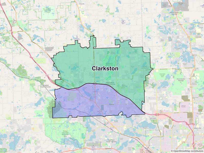Map of Clarkston, Michigan and ZIP codes