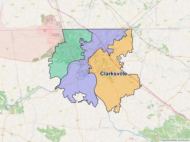 Map of Clarksville, Tennessee and ZIP codes