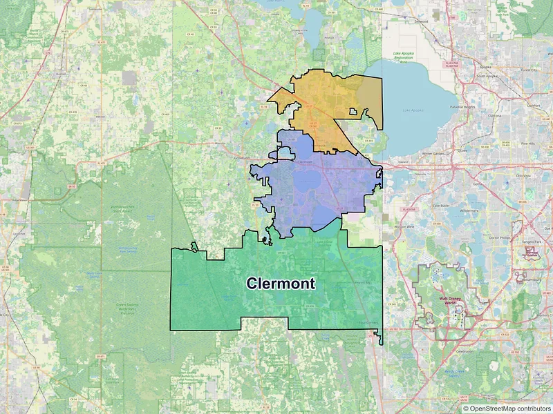 Map of Clermont, Florida and ZIP codes
