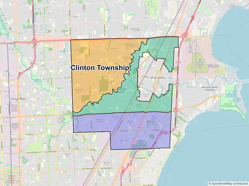 Map of Clinton Township, Michigan and ZIP codes