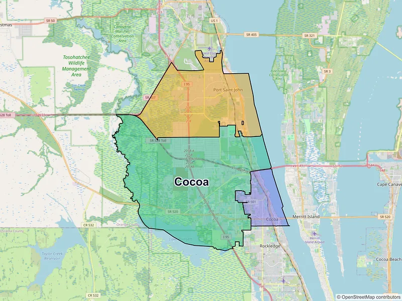 Map of Cocoa, Florida and ZIP codes