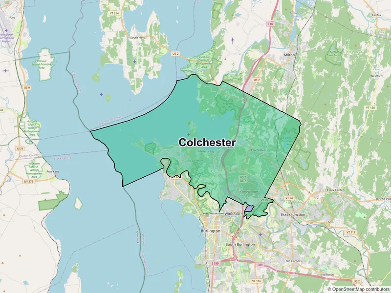 Map of Colchester, Vermont and ZIP codes