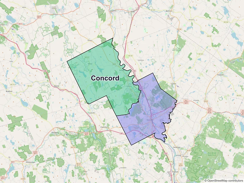 Map of Concord, New Hampshire and ZIP codes