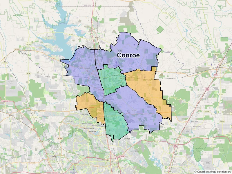 Map of Conroe, Texas and ZIP codes