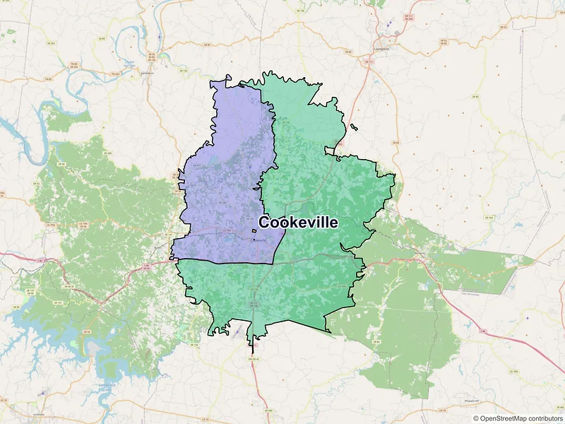 Map of Cookeville, Tennessee and ZIP codes