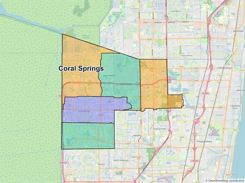 Map of Coral Springs, Florida and ZIP codes
