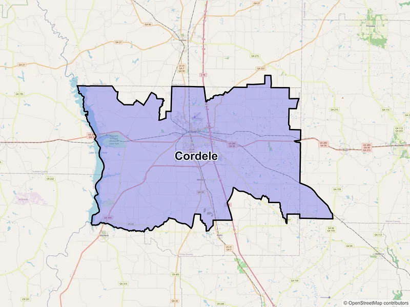 Map of Cordele, Georgia and ZIP codes