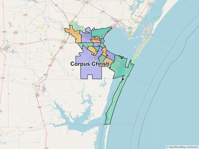 Map of Corpus Christi, Texas and ZIP codes