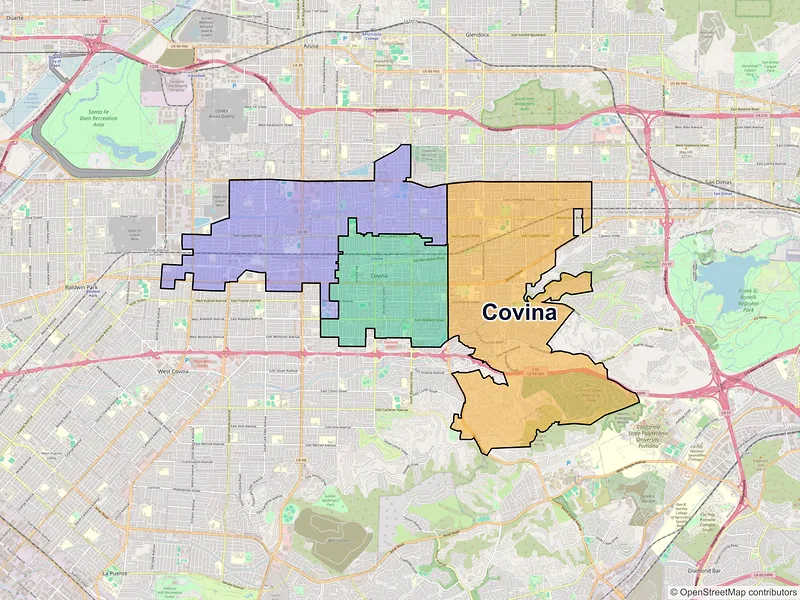 Map of Covina, California and ZIP codes