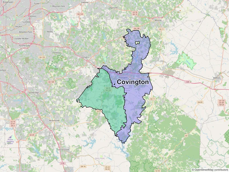 Map of Covington, Georgia and ZIP codes