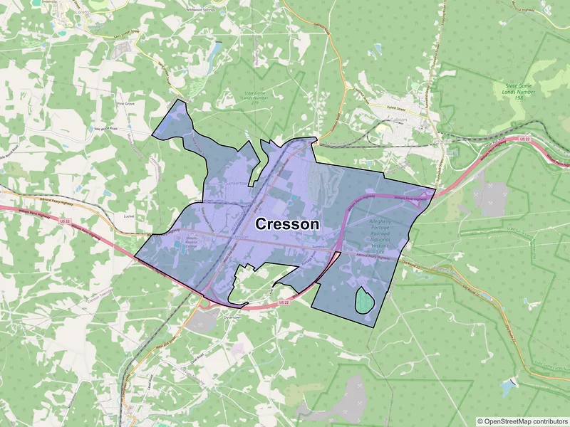 Map of Cresson, Pennsylvania and ZIP codes