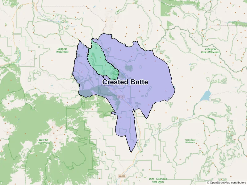Map of Crested Butte, Colorado and ZIP codes