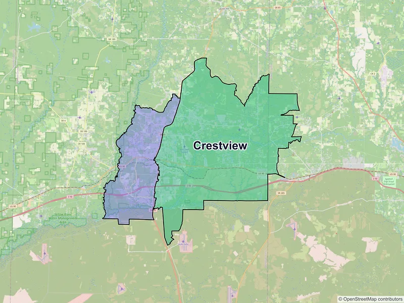 Map of Crestview, Florida and ZIP codes