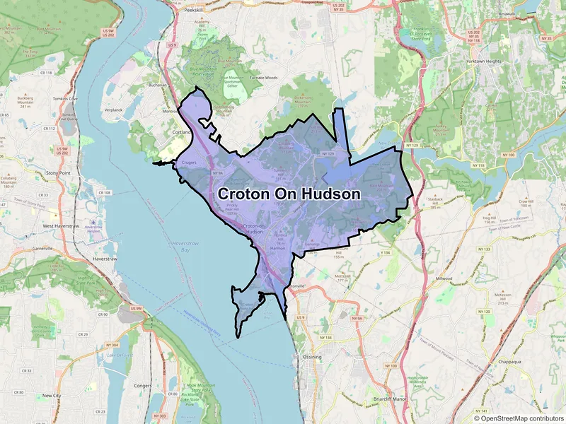 Map of Croton on Hudson, New York and ZIP codes