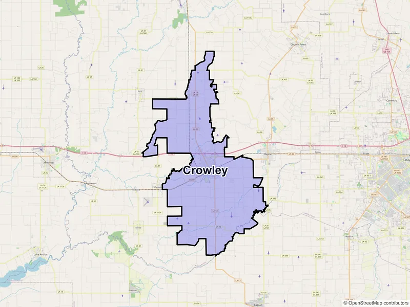 Map of Crowley, Louisiana and ZIP codes