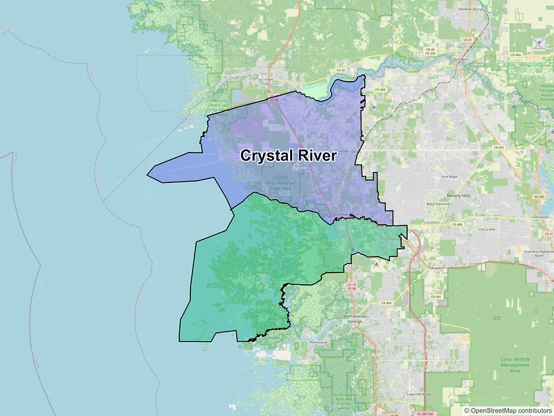 Map of Crystal River, Florida and ZIP codes