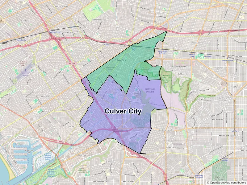 Map of Culver City, California and ZIP codes