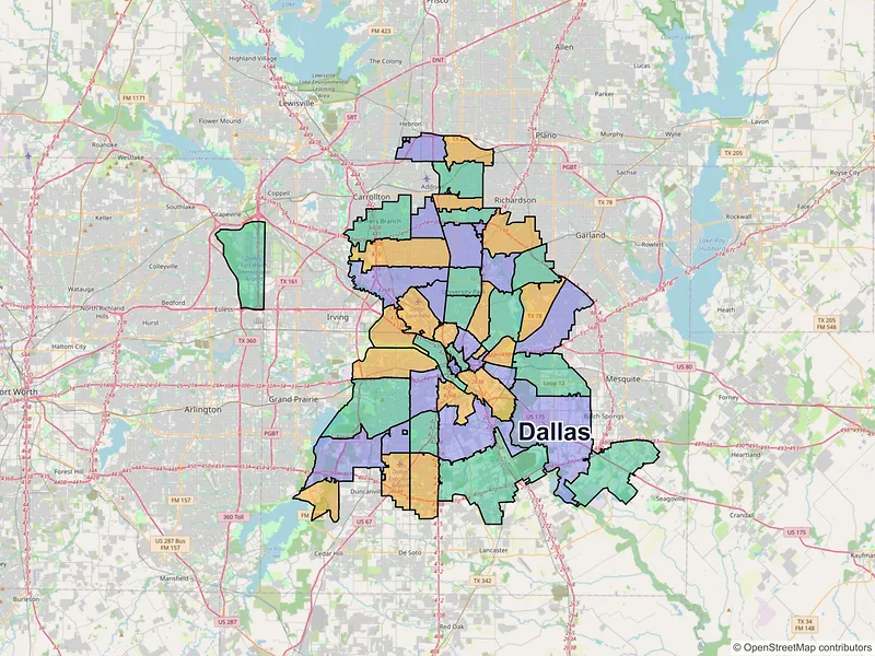 Map of Dallas, Texas and ZIP codes