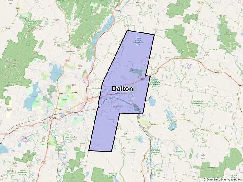 Map of Dalton, Massachusetts and ZIP codes