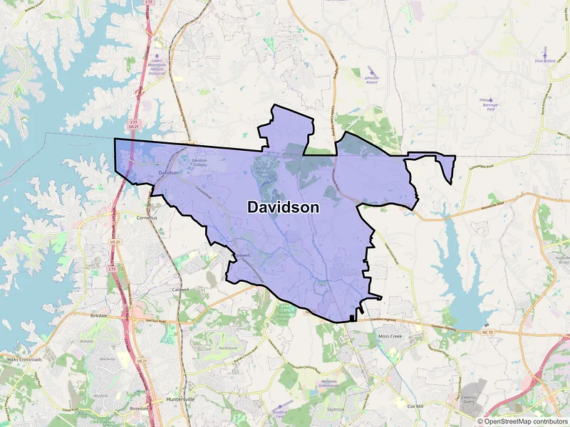 Map of Davidson, North Carolina and ZIP codes