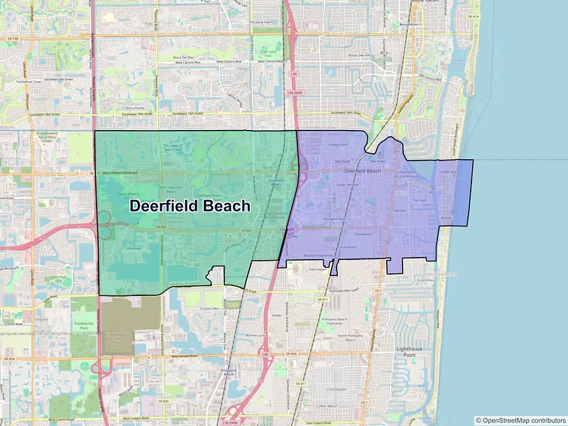 Map of Deerfield Beach, Florida and ZIP codes