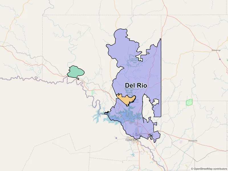 Map of Del Rio, Texas and ZIP codes
