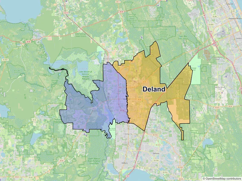 Map of Deland, Florida and ZIP codes