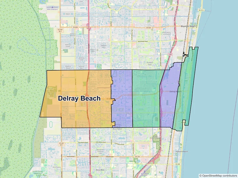 Map of Delray Beach, Florida and ZIP codes