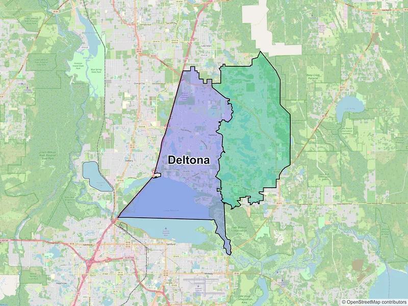 Map of Deltona, Florida and ZIP codes