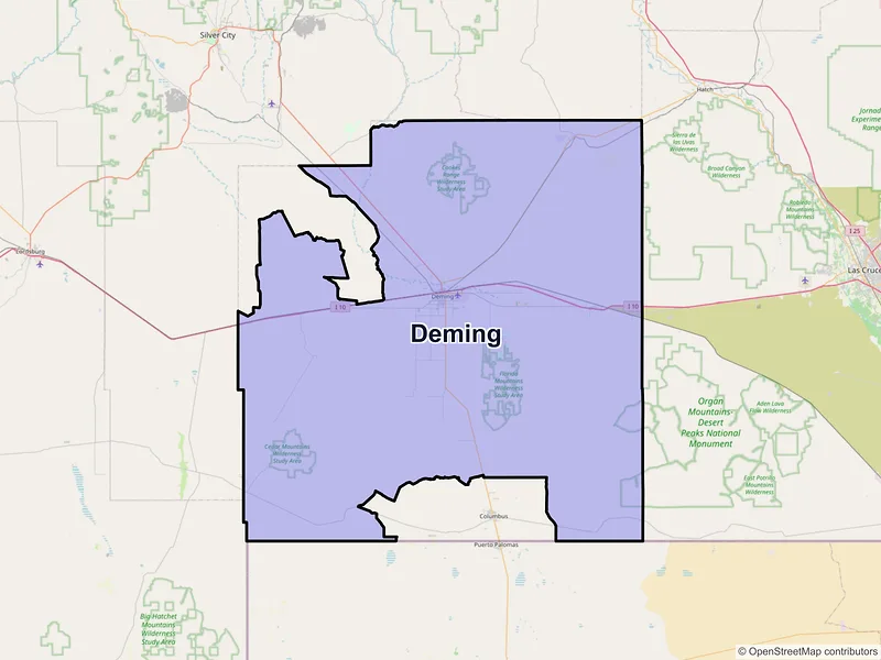 Map of Deming, New Mexico and ZIP codes