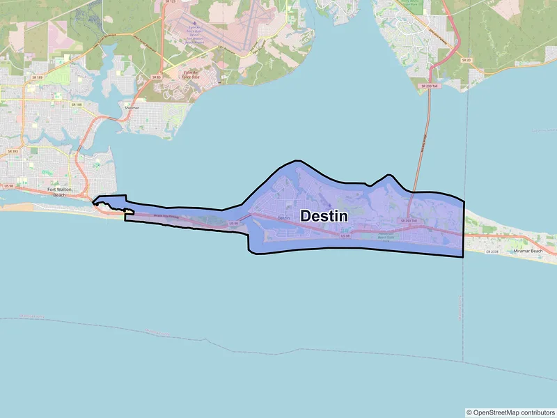 Map of Destin, Florida and ZIP codes
