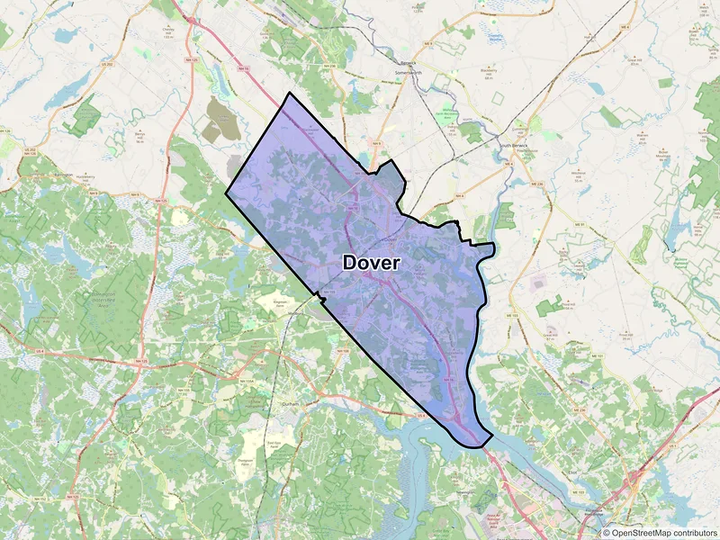 Map of Dover, New Hampshire and ZIP codes