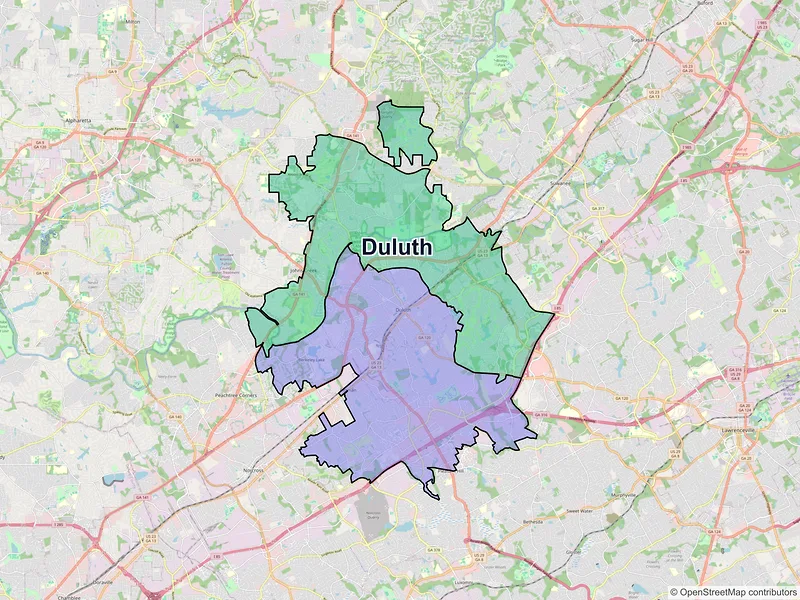 Map of Duluth, Georgia and ZIP codes