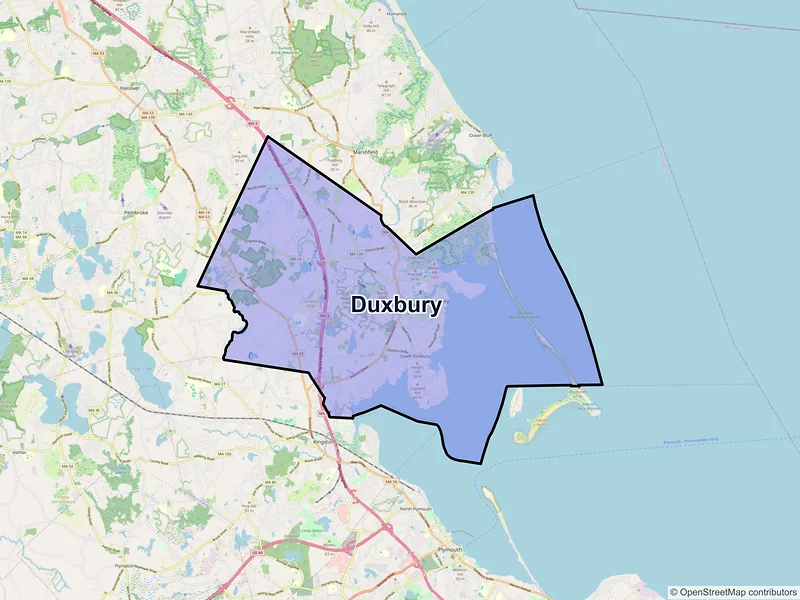 Map of Duxbury, Massachusetts and ZIP codes