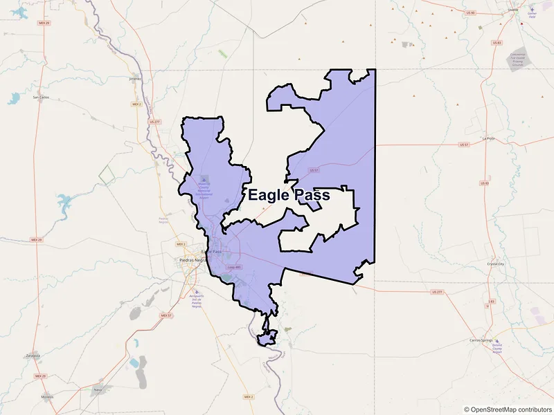 Map of Eagle Pass, Texas and ZIP codes