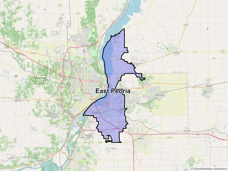 Map of East Peoria, Illinois and ZIP codes