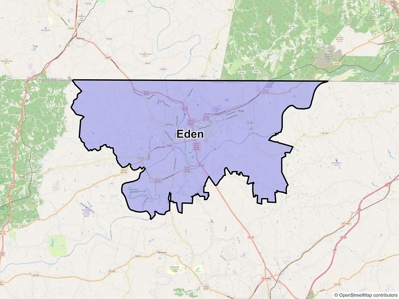 Map of Eden, North Carolina and ZIP codes