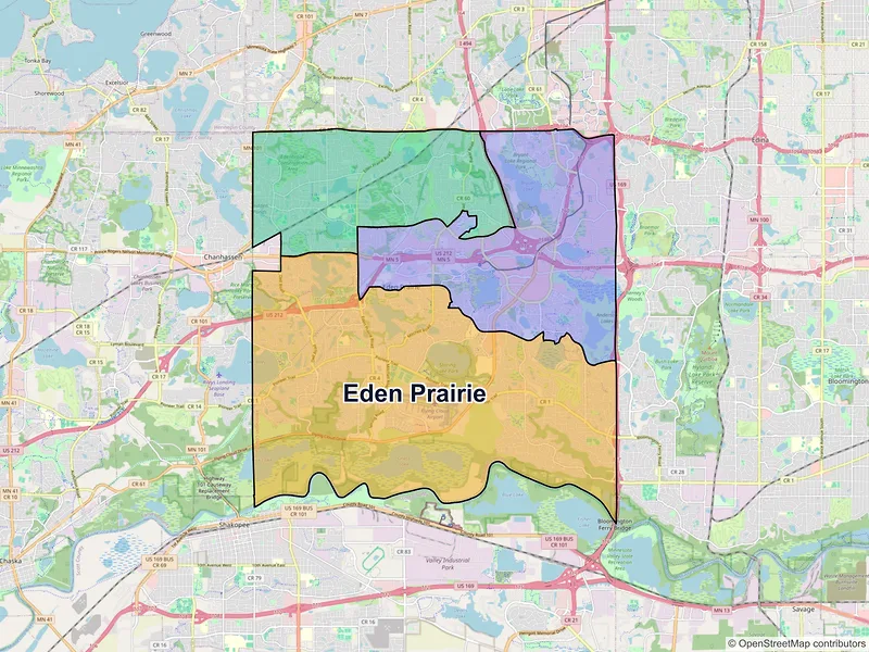 Map of Eden Prairie, Minnesota and ZIP codes