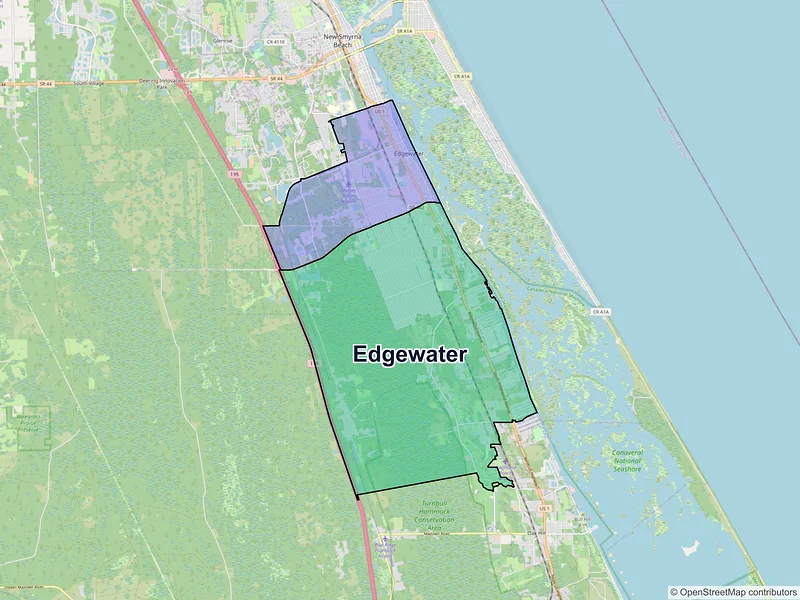 Map of Edgewater, Florida and ZIP codes
