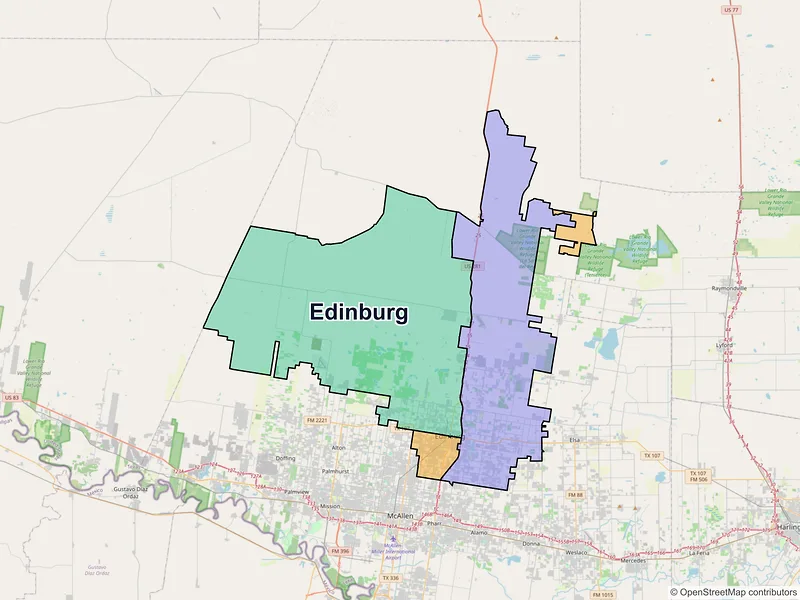 Map of Edinburg, Texas and ZIP codes