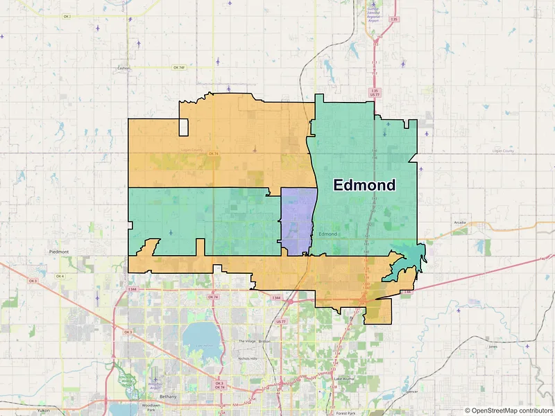 Map of Edmond, Oklahoma and ZIP codes