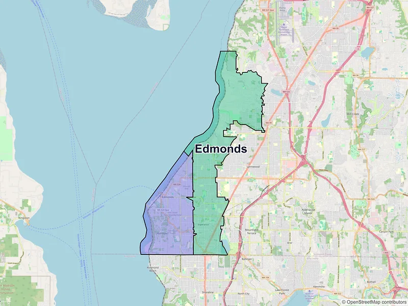 Map of Edmonds, Washington and ZIP codes