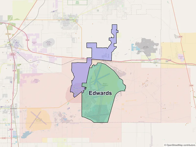 Map of Edwards, California and ZIP codes