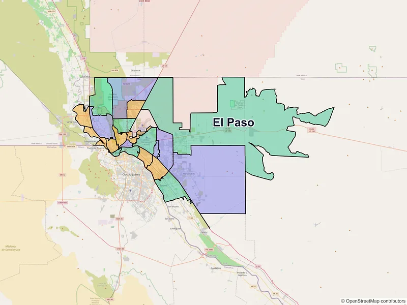 Map of El Paso, Texas and ZIP codes