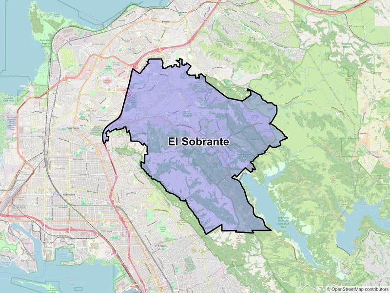 Map of El Sobrante, California and ZIP codes