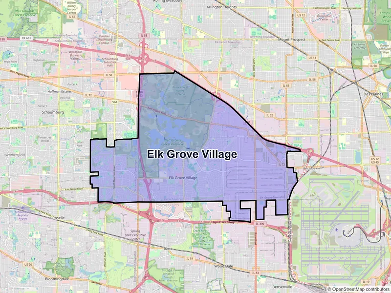 Map of Elk Grove Village, Illinois and ZIP codes