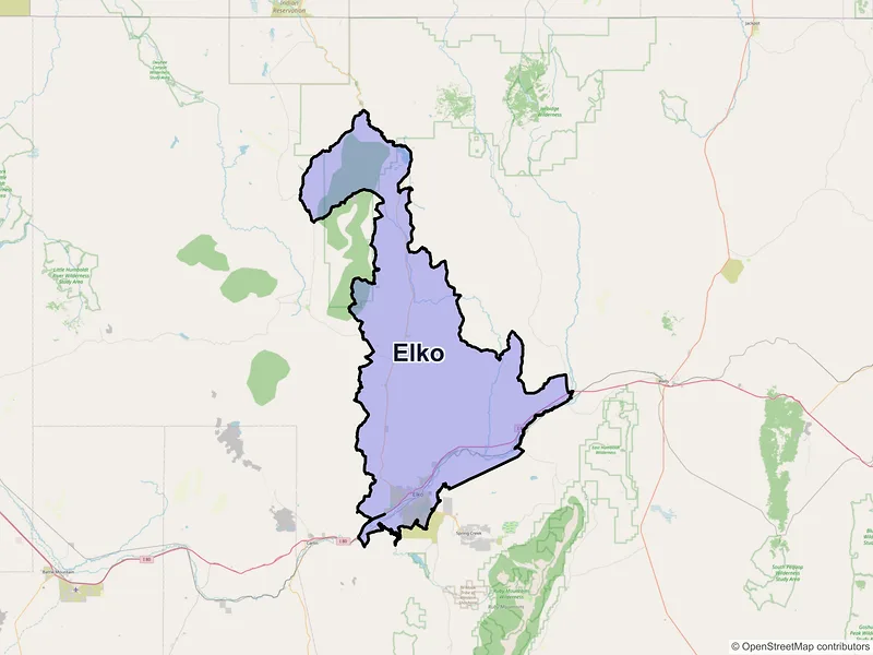 Map of Elko, Nevada and ZIP codes
