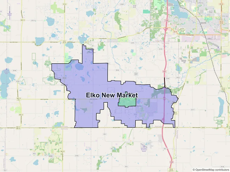 Map of Elko New Market, Minnesota and ZIP codes