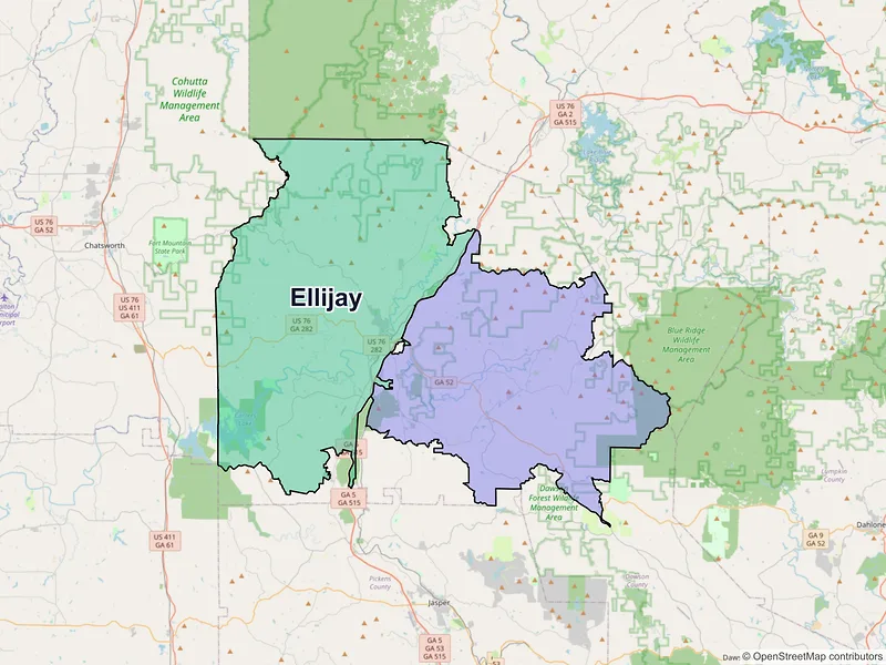 Map of Ellijay, Georgia and ZIP codes